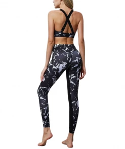 Luxe Festival Wear Luxe Activewear Black Marble Two Piece Yoga Set