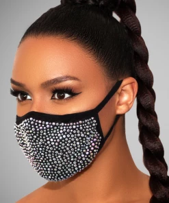 Luxe Festival Luxury Black & Silver Rhinestone Face Mask Festival Collection
