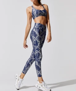 Luxe Festival Wear Co-ords Luxe Metallic Snake Yoga Set | Blue