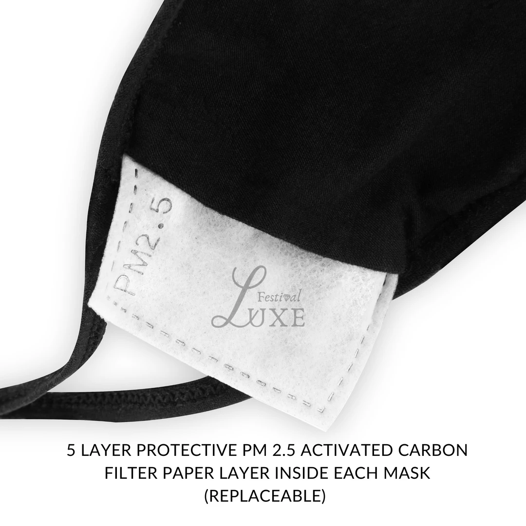 Luxe Festival Luxury Black & Gold Rhinestone Face Mask Festival Collection