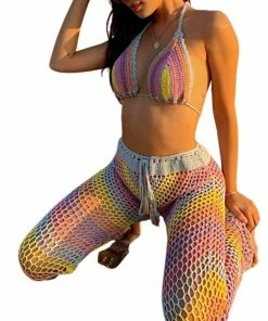 Luxe Festival Wear Festival Collection Luxe Festival Flower Child Crochet Pastel Two Piece Pant Set