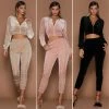 Luxe Festival Wear Co-ords Luxe "Paris" Velour Tracksuit | Beige - Pink - Black