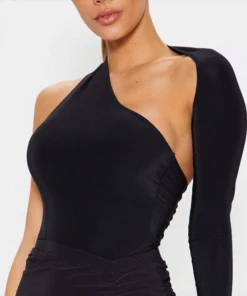 Luxe Festival Wear Tops Luxe Wrap Sleeve Asymmetrical Bodysuit