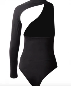 Luxe Festival Wear Tops Luxe Wrap Sleeve Asymmetrical Bodysuit Nude