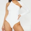 Luxe Festival Wear Luxe Wrap Sleeve Asymmetrical Bodysuit White Tops