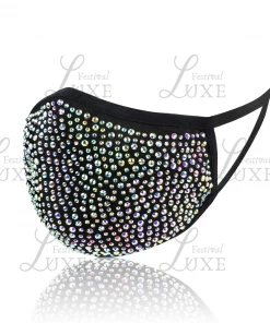 Luxe Festival Luxury Black & Silver Rhinestone Face Mask Festival Collection