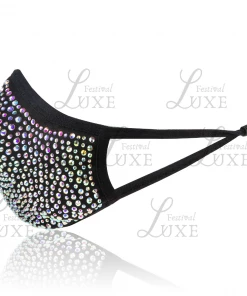 Luxe Festival Luxury Black & Silver Rhinestone Face Mask Festival Collection