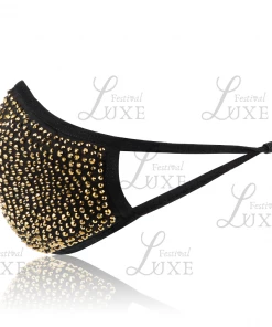 Luxe Festival Luxury Black & Gold Rhinestone Face Mask Festival Collection
