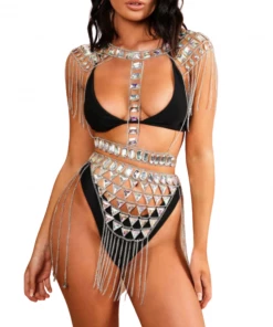 Luxe Festival Wear Luxe Rhinestone Harness Top Gold Festival Collection