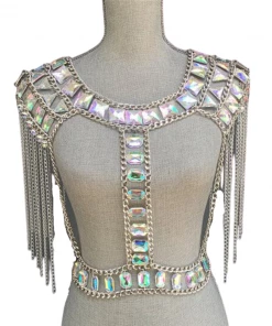 Luxe Festival Wear Luxe Rhinestone Harness Top Silver Festival Collection