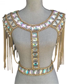 Luxe Festival Wear Luxe Rhinestone Harness Top Gold Festival Collection