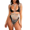 Luxe Festival Wear Luxe Rhinestone Harness Silver Top & Skirt Set Festival Collection