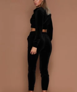 Luxe Festival Wear Co-ords Luxe "Paris" Velour Tracksuit | Black