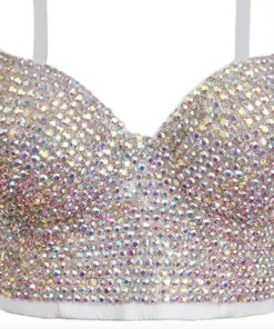 Luxe Festival Wear Luxe Rhinestone Bustier White Disco Collection