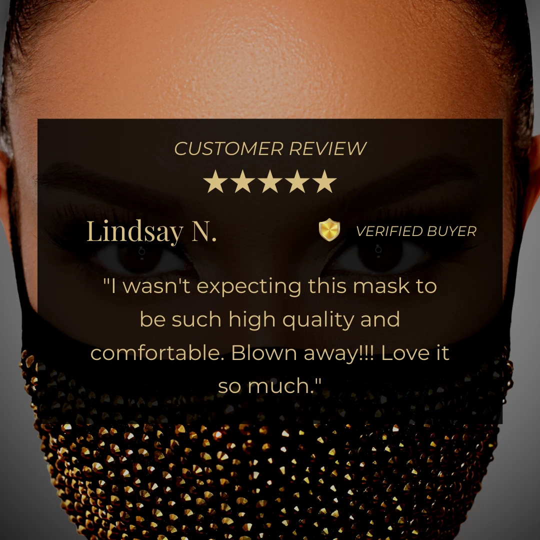 Luxe Festival Luxury Black & Gold Rhinestone Face Mask Festival Collection