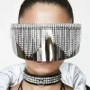 Luxe Festival Wear Festival Collection Luxe Rhinestone Tassel Oversized Face Shield