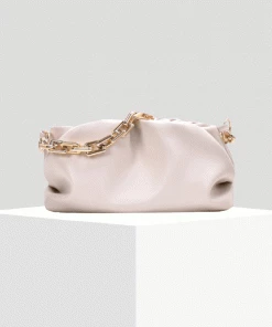 Luxe Festival Wear Accessories Luxe'Sienna' Gold Chain Clutch Bag | Cream