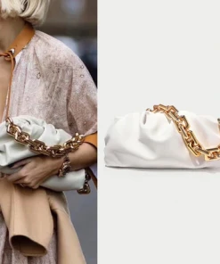 Luxe Festival Wear Accessories Luxe'Sienna' Gold Chain Clutch Bag | Cream