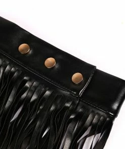 Luxe Festival Wear Luxe Festival Black Faux Leather Tassel Skirt Festival Collection