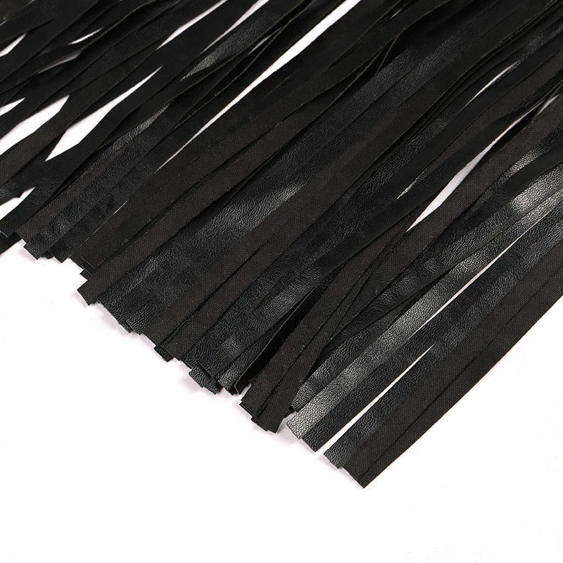 Luxe Festival Wear Luxe Festival Black Faux Leather Tassel Skirt Festival Collection