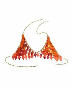 Luxe Festival Wear Luxe Festival Shimmering Diamond Disc Sequin Two Piece | Orange Gold Festival Collection