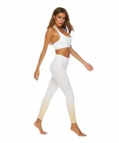 Luxe Festival Wear Luxe Activewear Gold Sparkle Leggings | White