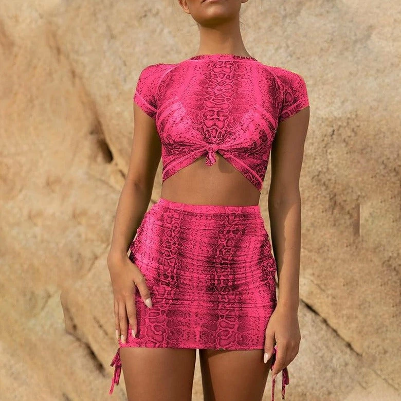 Luxe Festival Wear Festival Collection Luxe Neon Snake Print Mesh Two Piece Set | 5 Colours