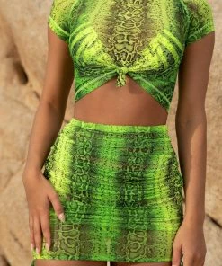Luxe Festival Wear Festival Collection Luxe Neon Snake Print Mesh Two Piece Set | 5 Colours