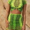 Luxe Festival Wear Festival Collection Luxe Neon Snake Print Mesh Two Piece Set | Green