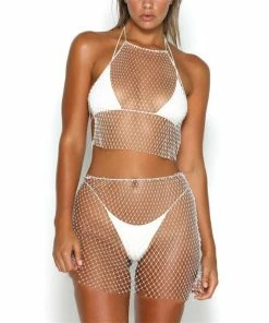 Luxe Festival Wear Festival Collection Luxe Festival Rhinestone Mesh Co-ord Two Piece Set | Black