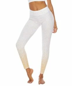 Luxe Festival Wear Luxe Activewear Gold Sparkle Leggings | White