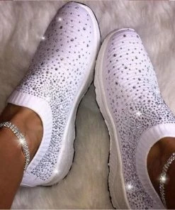 Luxe Festival Wear Luxe Activewear Rhinestone Mesh Trainers | Black