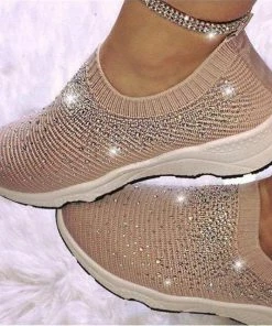 Luxe Festival Wear Luxe Activewear Rhinestone Mesh Trainers | Black