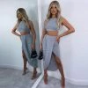 Luxe Festival Wear Luxe Co-ords "Sandra" Crop Top & Skirt Set | Grey