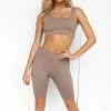 Luxe Festival Wear Co-ords Luxe Lounge Two Piece Ribbed Yoga Set | Taupe