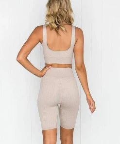 Luxe Festival Wear Co-ords Luxe Lounge Two Piece Ribbed Yoga Set | Taupe