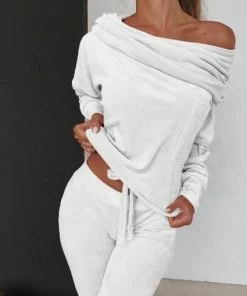 Luxe Festival Wear Luxe Loungewear Velour Off The Shoulder Tracksuit | Grey Co-ords