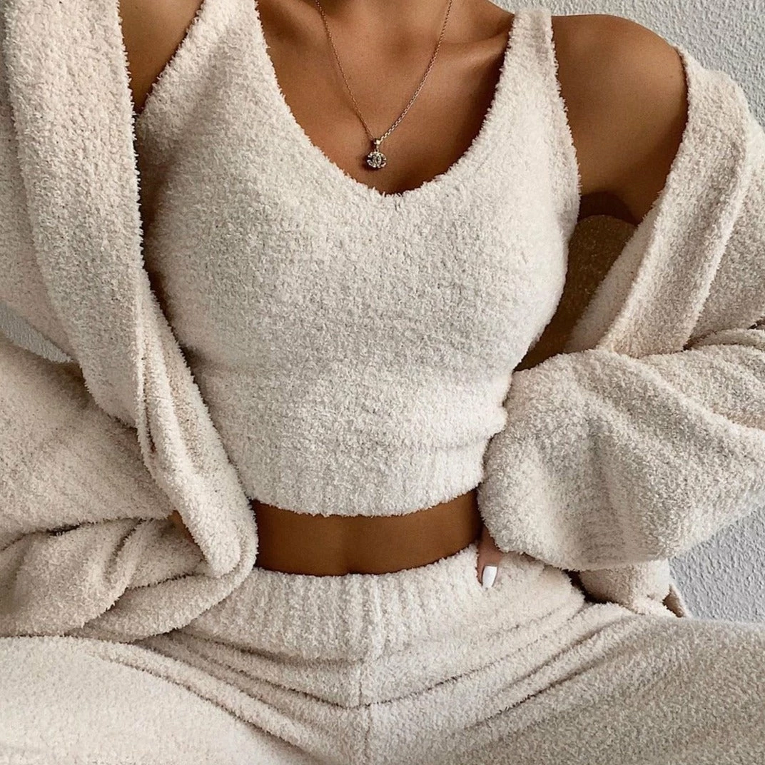 Luxe Festival Wear Luxe Loungewear Cosy Bouclé Two Piece PJ Set | 3 Colours