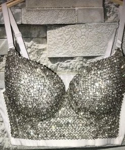 Luxe Festival Wear Luxe Rhinestone Bustier White Disco Collection