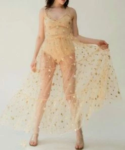 Luxe Festival Wear Festival Collection Luxe Festival Glitter Star Sheer Maxi Dress
